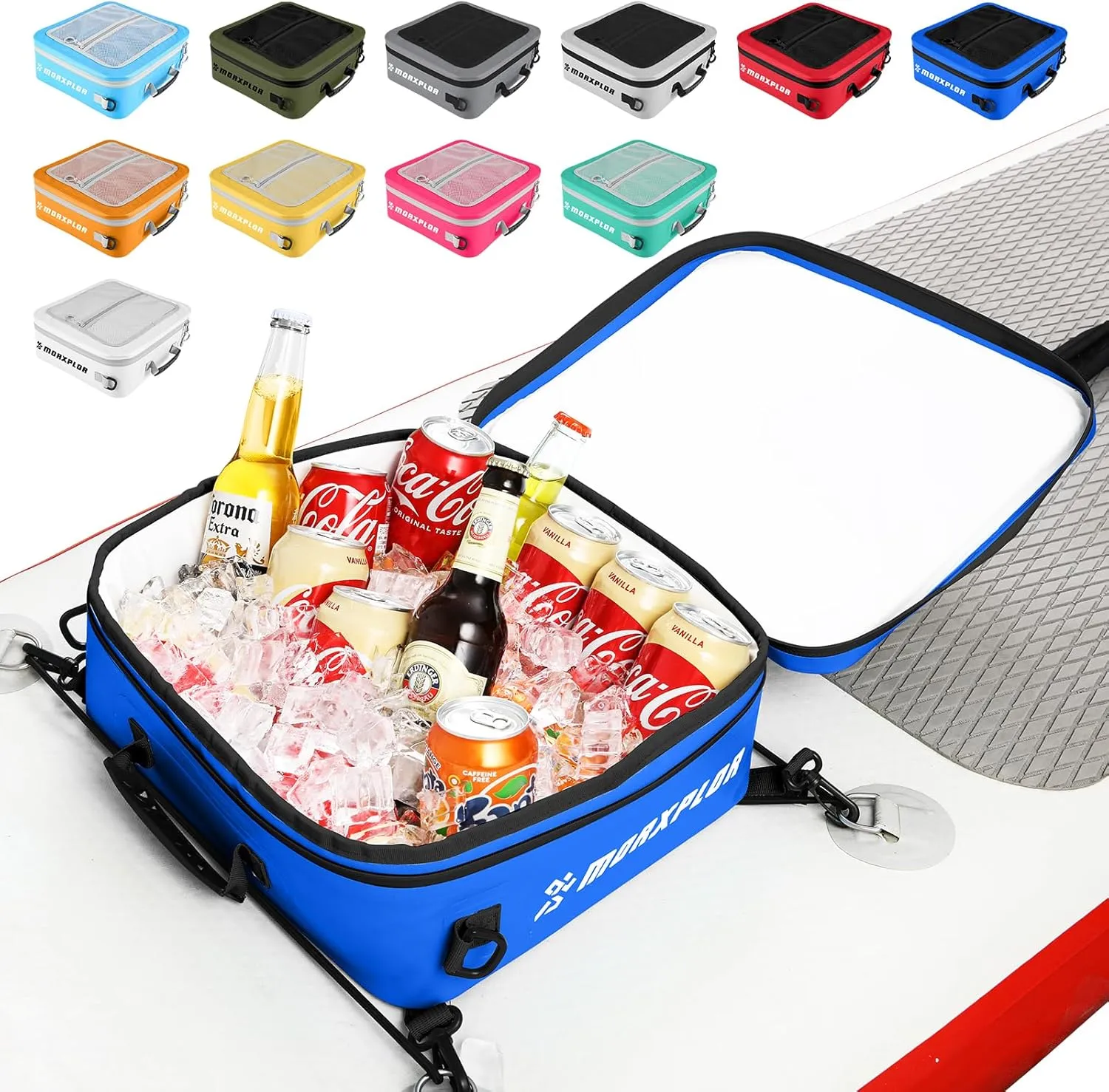 Waterproof PVC Paddleboard Cooler Deck Bag - 12 Can Soft Insulated Cooler for Paddleboarding, Camping, Kayaking