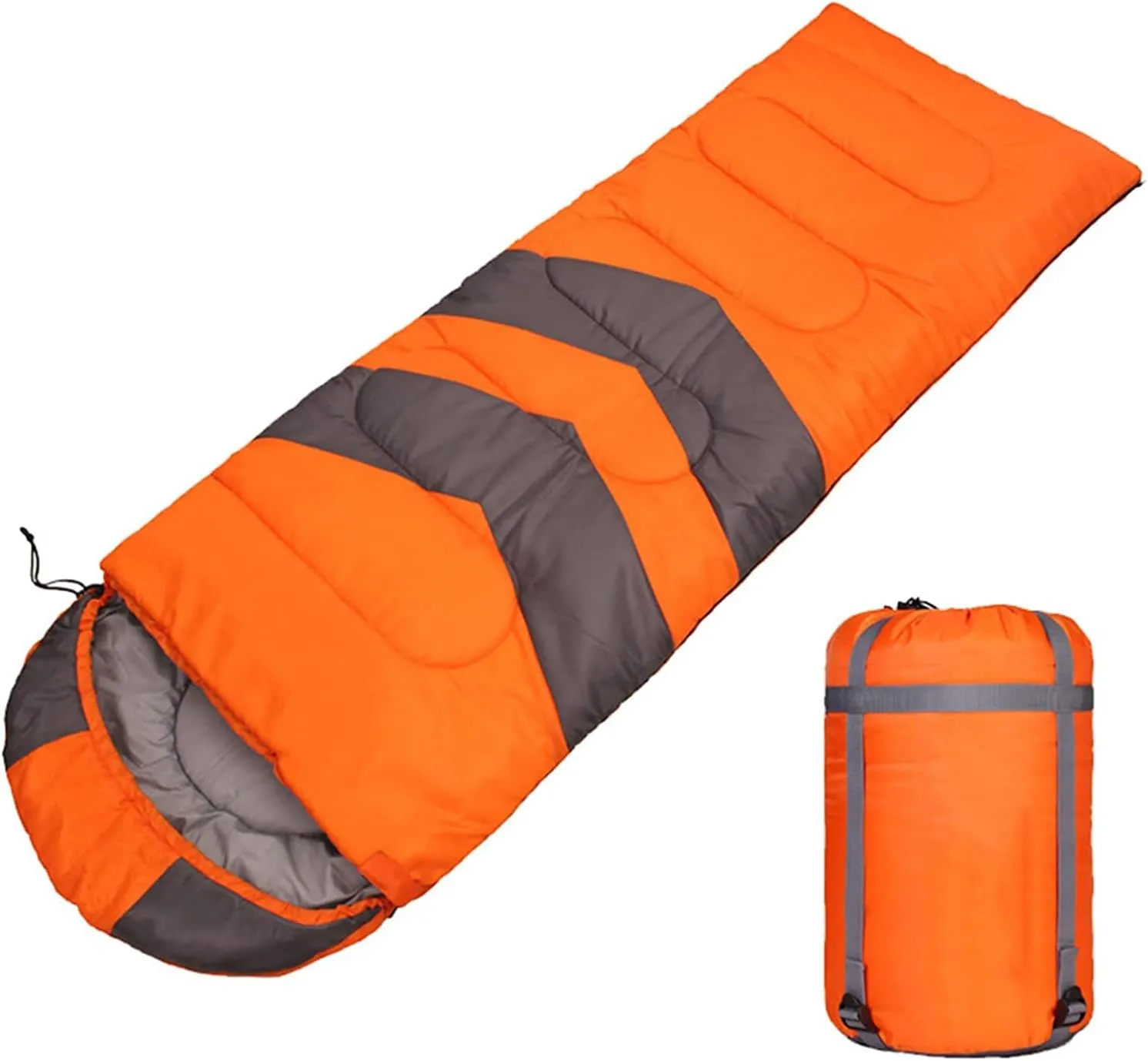 Waterproof Sleeping Bag, Single Person 3 Season Sleeping Bag for Adults Easy to Carry Lightweight Warm for Camping Outdoors，Orange