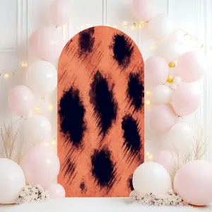 Wedding Arch Backdrop Cover 6.6FT Caramel Giraffe Texture Painted Farm Animals Cow Splash Chocolate Spandex Fitted Arch Cover Round Top Stands Cover for Birthday Party Ceremony Banquet Decoration