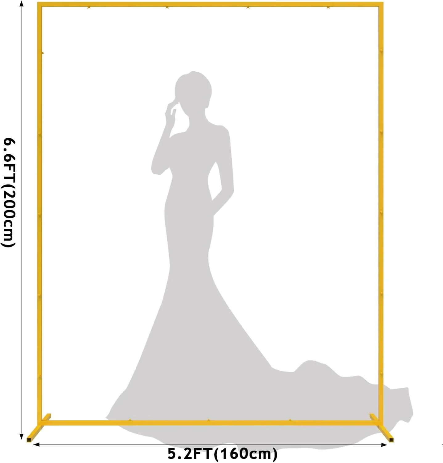 Wedding Arch Backdrop Stand, 6.6x5.2 FT Gold Wedding Arches for Ceremony Square Metal Balloon Arch Stand Garden Arbor Frame for Wedding Birthday Party Baby Shower Photo Booth Background Decoration