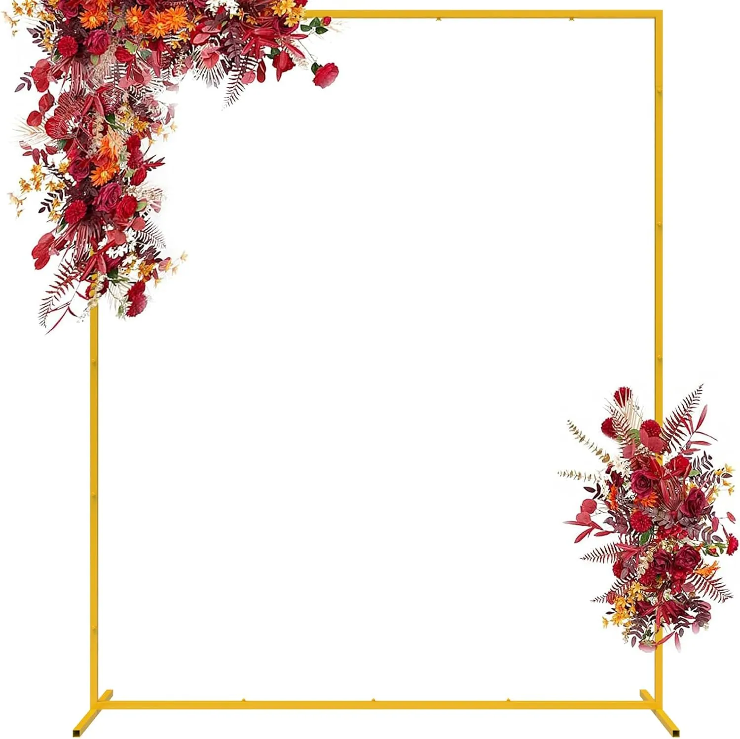 Wedding Arch Backdrop Stand, 6.6x5.2 FT Gold Wedding Arches for Ceremony Square Metal Balloon Arch Stand Garden Arbor Frame for Wedding Birthday Party Baby Shower Photo Booth Background Decoration