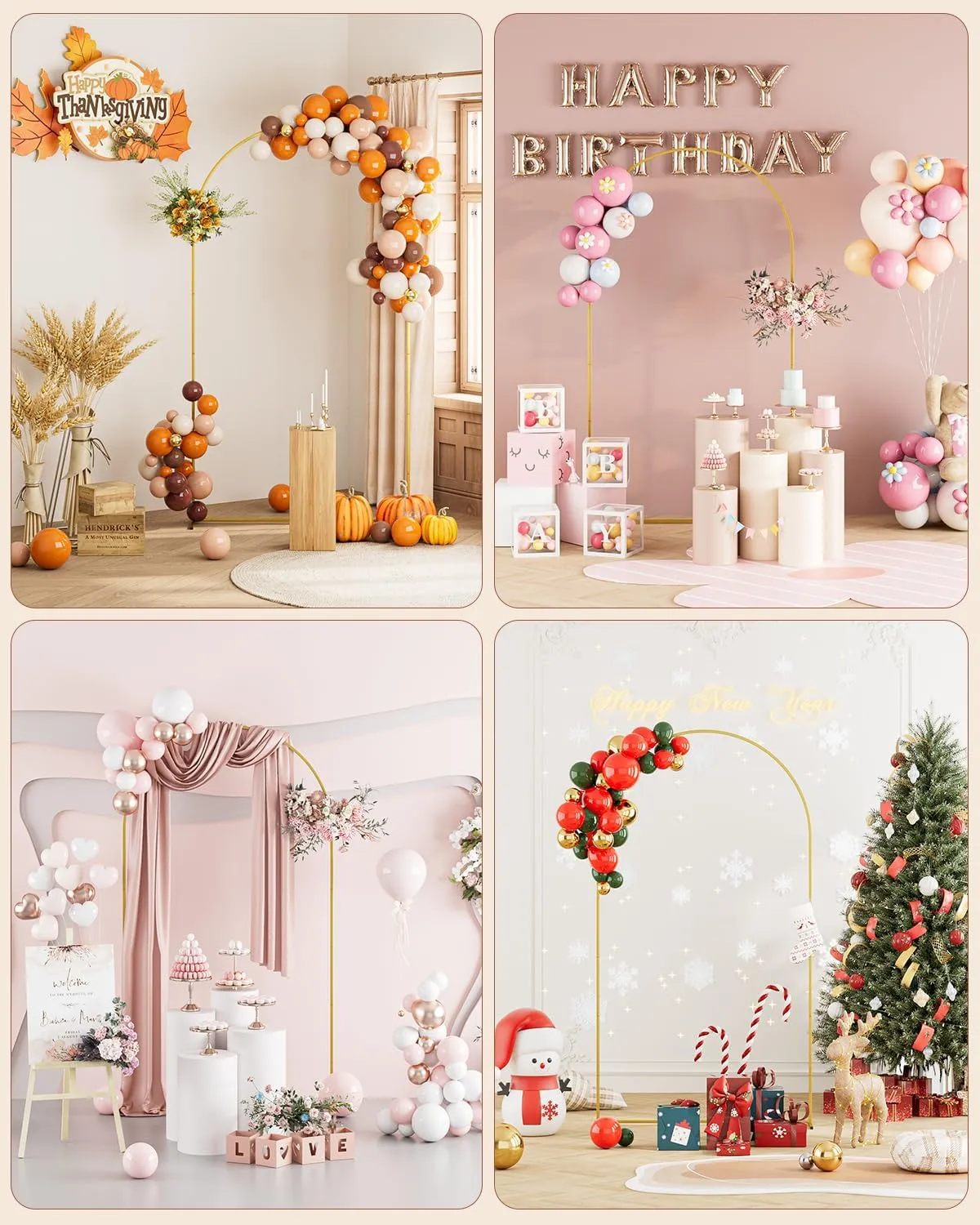 Wedding Arch, Gold Metal Arch Backdrop Stand, Balloon Arch Stand Wedding Frame for Ceremony Decoration (Gold, 7.2FT Arch Backdrop)