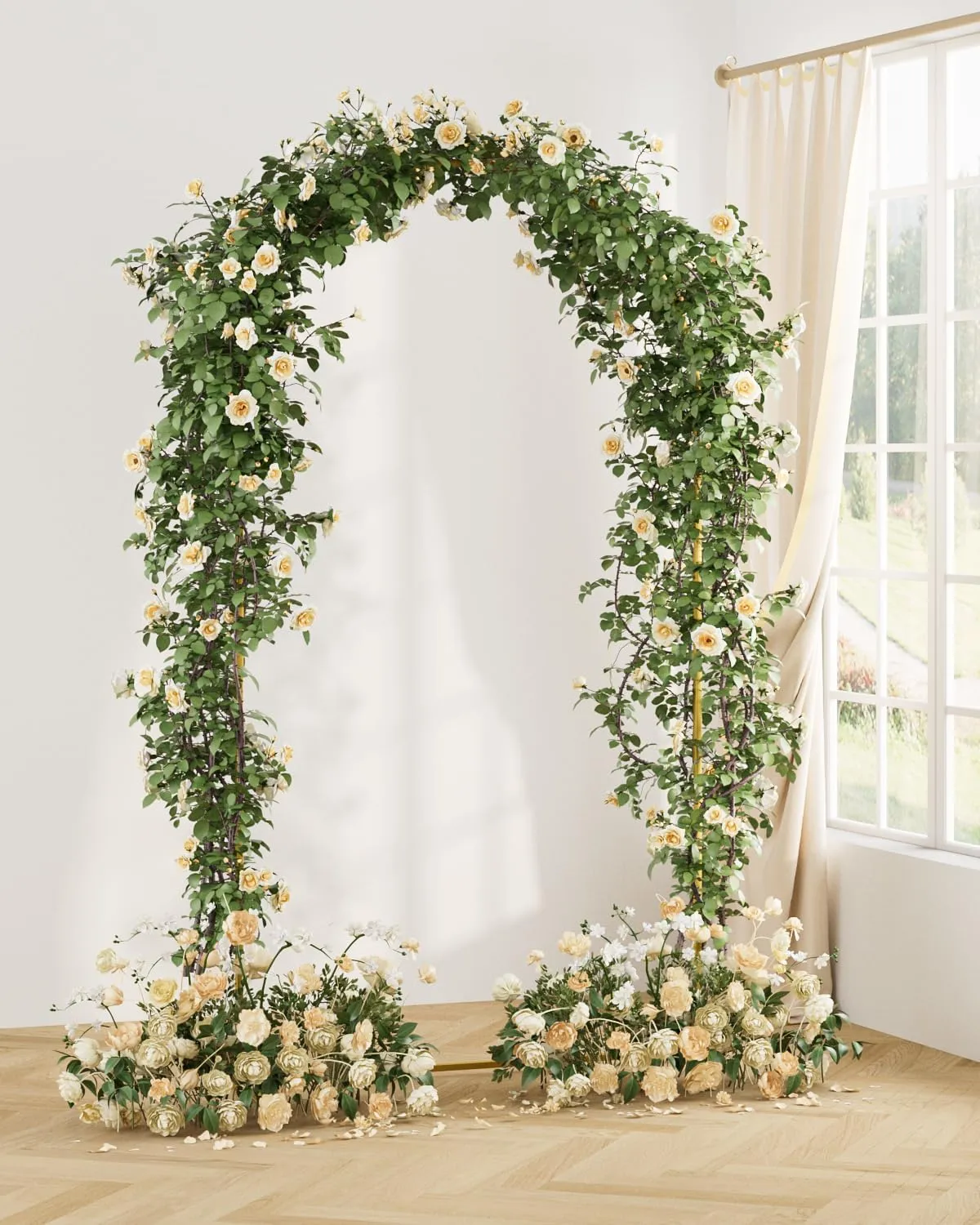 Wedding Arch, Gold Metal Arch Backdrop Stand, Balloon Arch Stand Wedding Frame for Ceremony Decoration (Gold, 7.2FT Arch Backdrop)