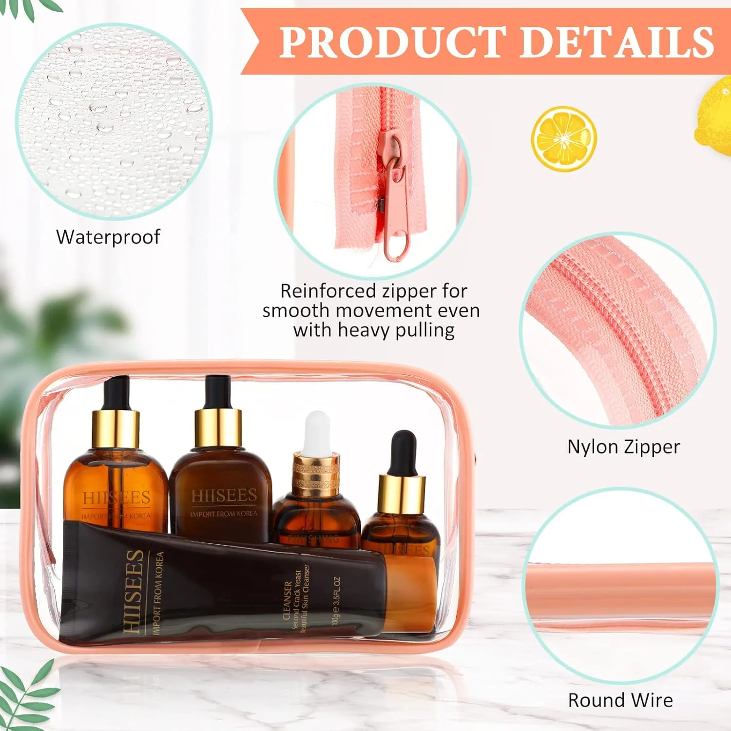 Weewooday 12 Pieces Clear Makeup Bags Cosmetic Storage Bags PVC Zipper Pouches Travel Waterproof Makeup Plastic Case for Women Organizing Toiletries Traveling Bathroom(Large,Pink)
