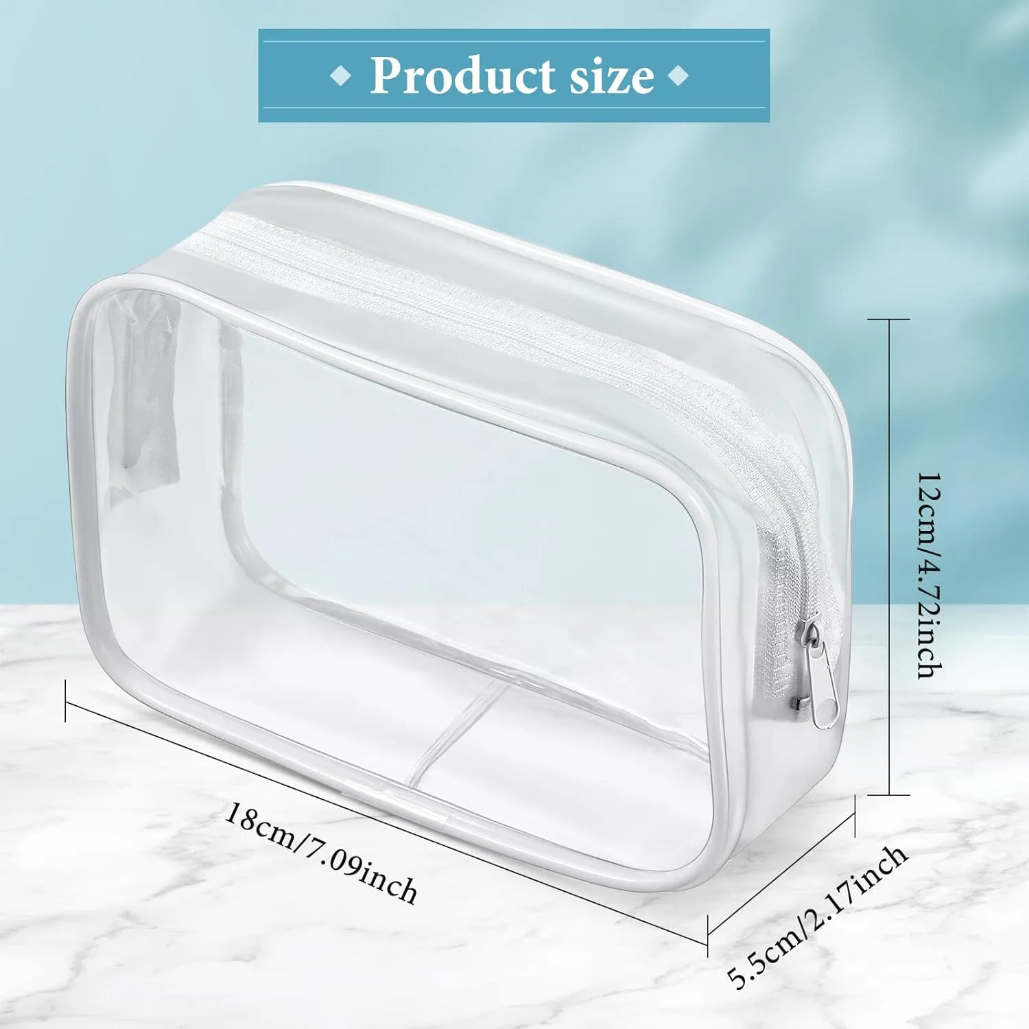 Weewooday 12 Pieces Clear Makeup Bags Cosmetic Storage Bags PVC Zipper Pouches Travel Waterproof Makeup Plastic Case for Women Organizing Toiletries Traveling Bathroom(Medium,White)