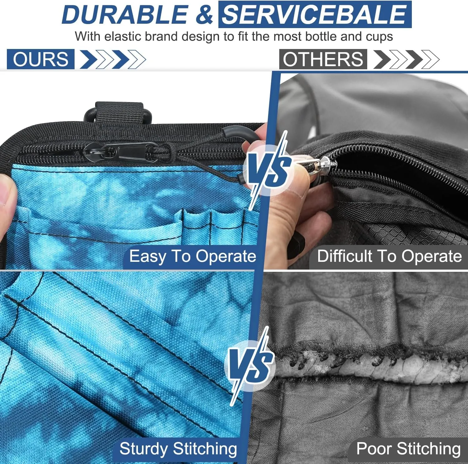 Wheelchair Side Bag with Cup Holder, Wheelchair Armrest Pouch Accessories for Walker, Rollator, Electric Scooter Wheelchairs, Ideal Gift for Mother's Day & Father's Day, Blue (Blue)