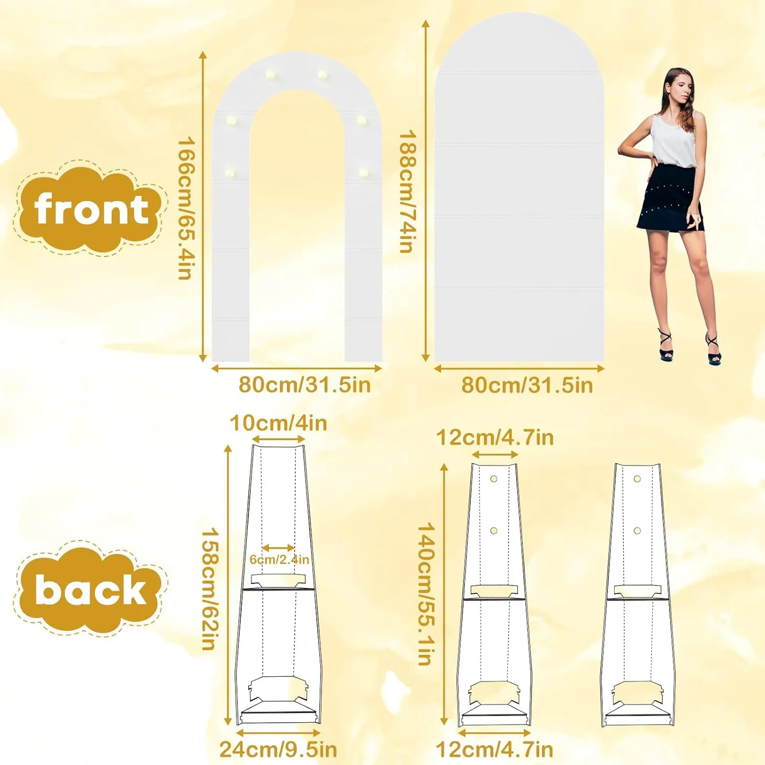 White Arch Backdrop Stand, Foam Board Balloon Arch Background Stand Frame for Kids Adults Birthday Wedding Baby Shower Engagement Graduation Backdrop Party Decorations(Indoor)