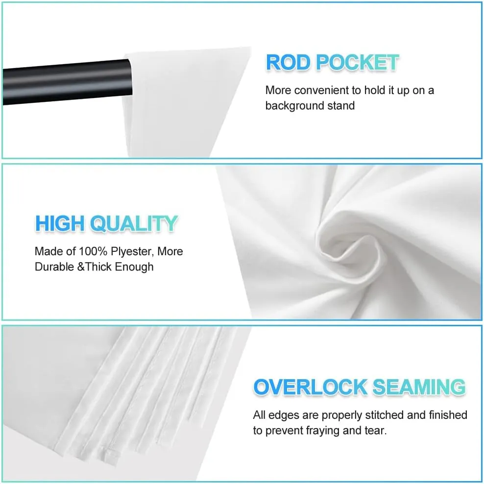 White Backdrop with Stand for Photoshoot, 5X6.5ft White Photo Backdrop with T Shape Background Backdrop Stand for Photography, Portable Photo Backdrop Curtain Stand Kit w Carrying Bag 5 Spring Clamps