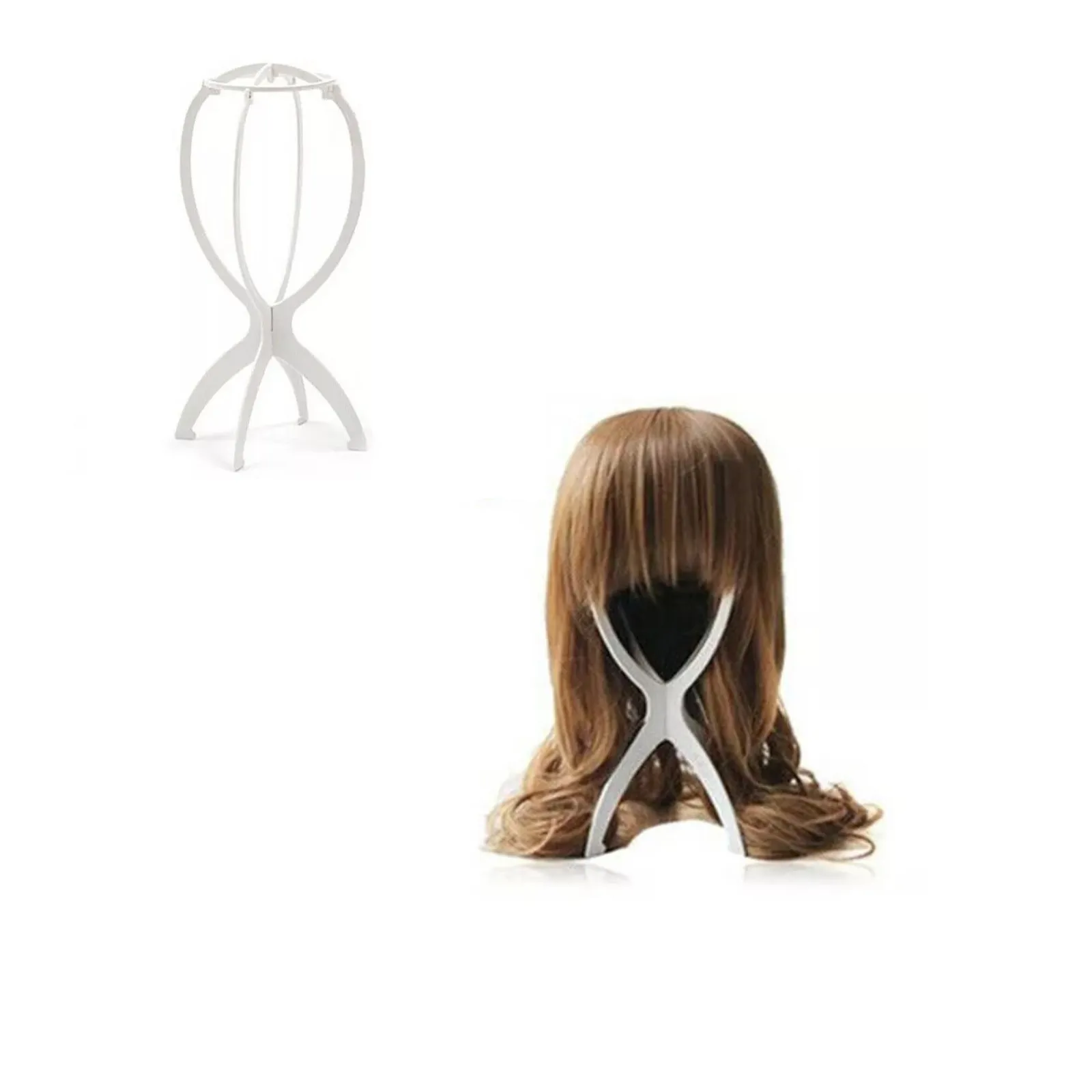 White Wig Hair Tool Display Holder  Folding Hat Cap Stand Stable