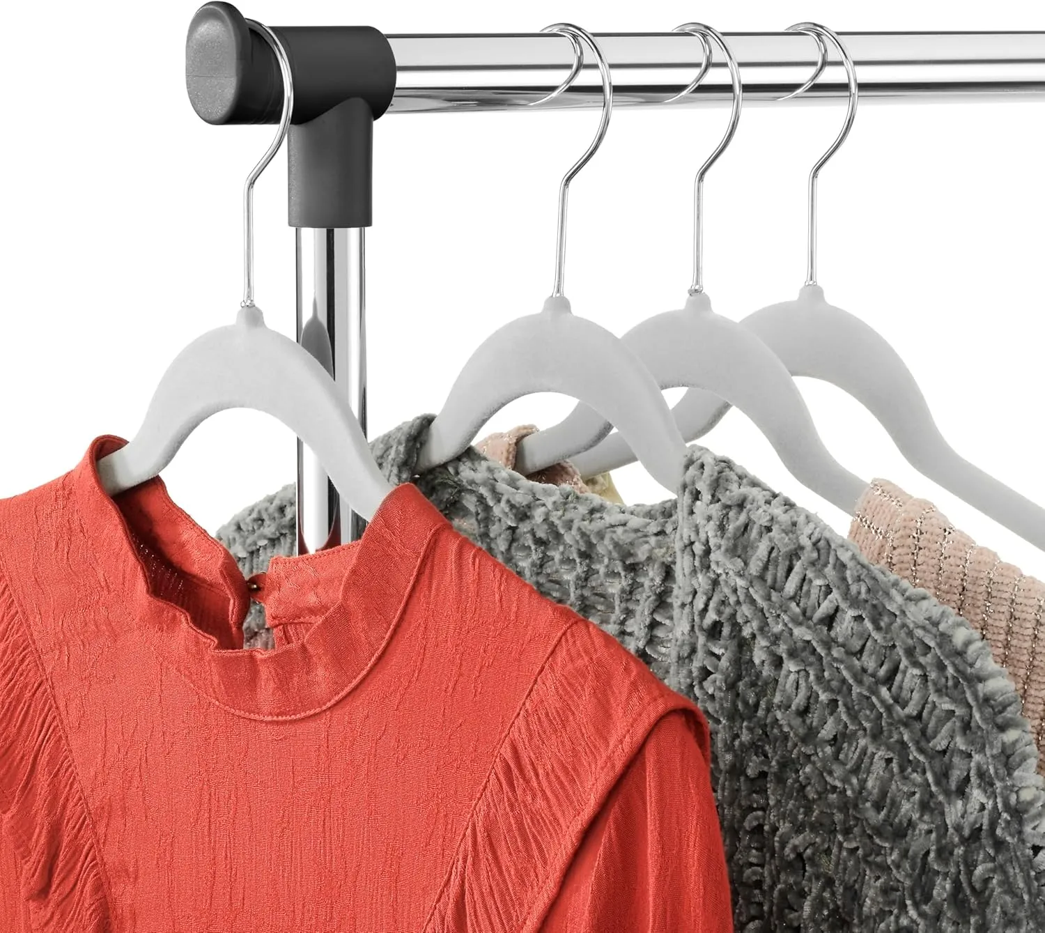 Whitmor Folding Garment Rack - Rolling Clothes Hanger - Adjustable Height - Black