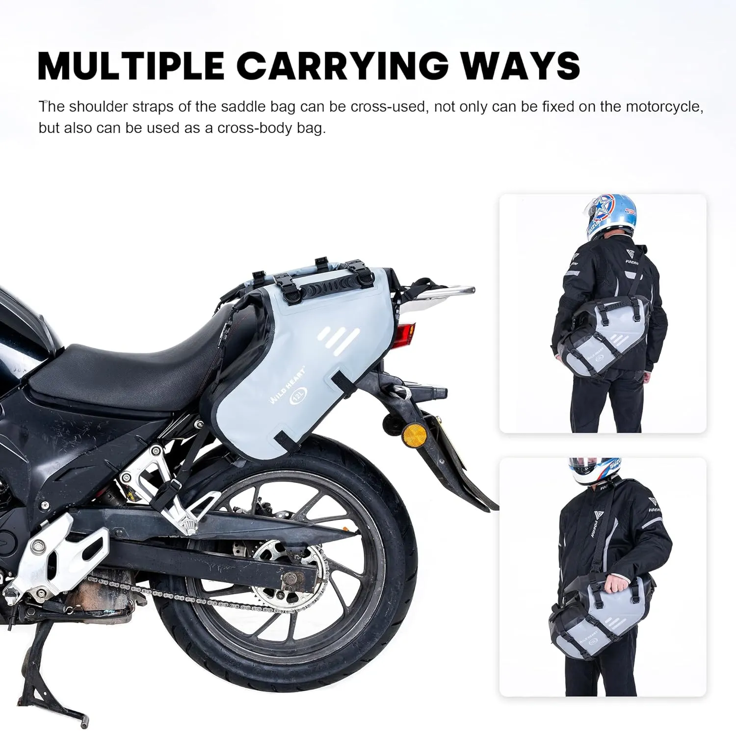 WILD HEART Motorcycle Saddlebags Waterproof Motorcycle Side Saddlebags Pannier Bag 24L/ 36L/50L Trunk Motorcycle Accessory