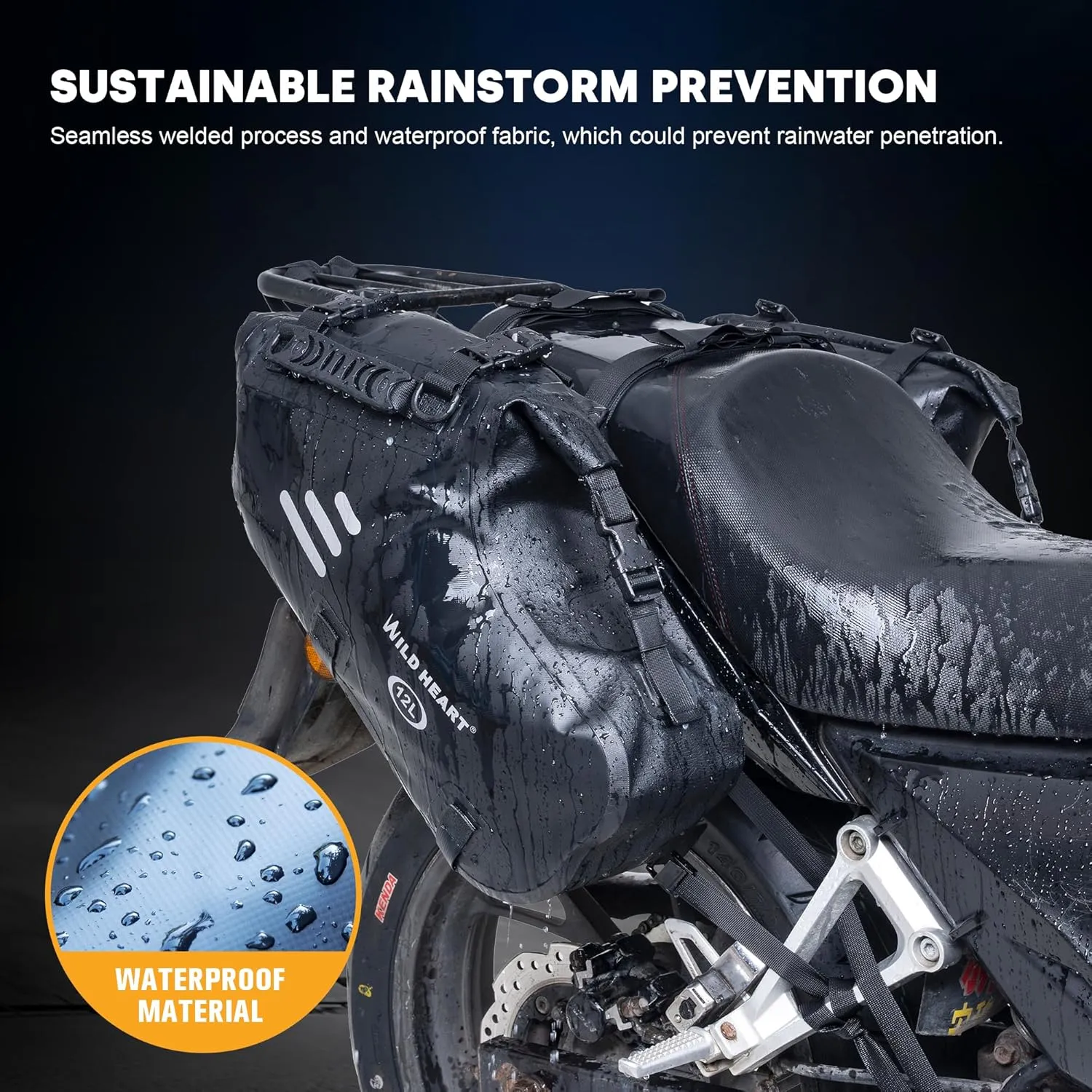 WILD HEART Motorcycle Saddlebags Waterproof Motorcycle Side Saddlebags Pannier Bag 24L/ 36L/50L Trunk Motorcycle Accessory