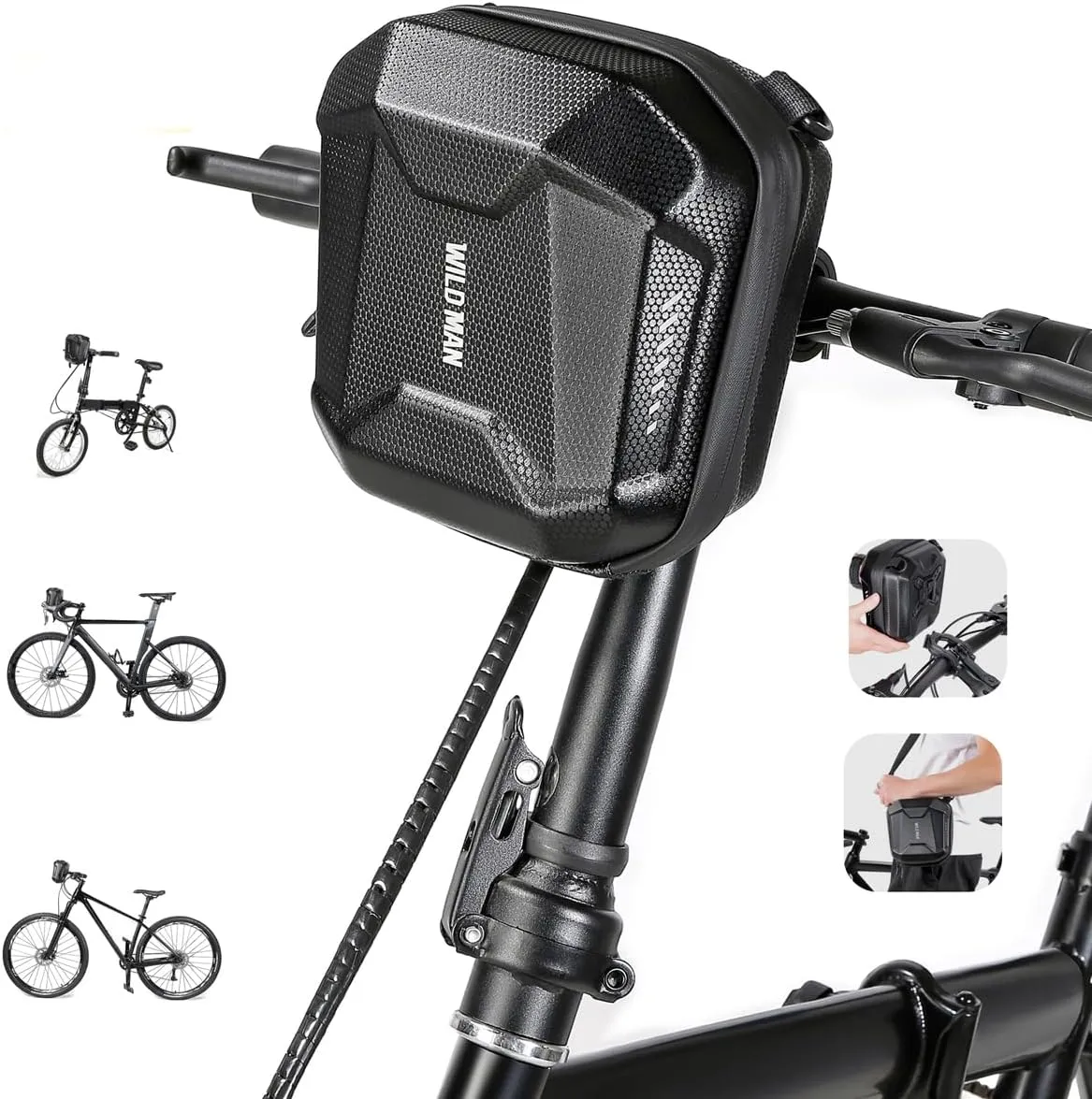 WILD MAN 2L Quick Release Rainproof Scooter Storage Bag for Kick Scooters Folding Bike KickBoard Handlebar Bag MTB Self Balancing Scooters(ES18,Black)