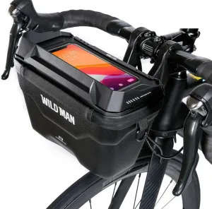 WILD MAN Quick Release 3L Rainproof Bike Handlebar Bag Hard Shell Bike Basket for Bike MTB Mountain Road Bike Scooters (XT8,Black)