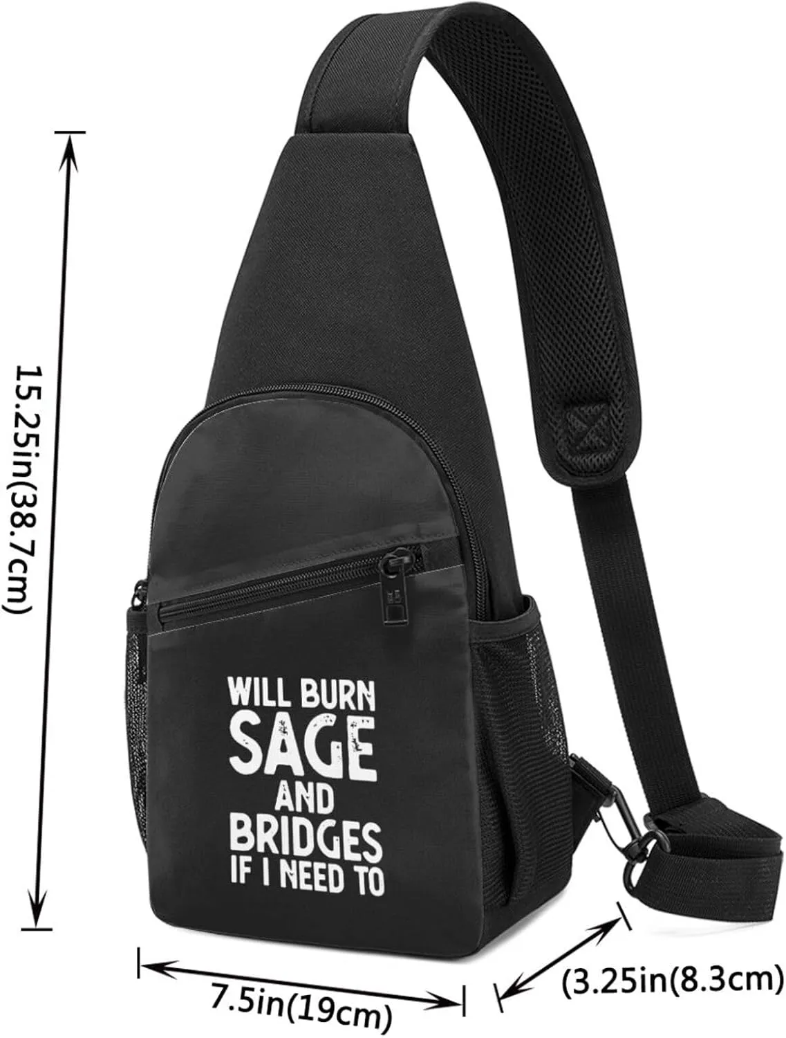 Will Burn Sage And Bridges If I Need To Unisex Chest Bag Lightweight Crossbody Shoulder Bag Travel Pocket