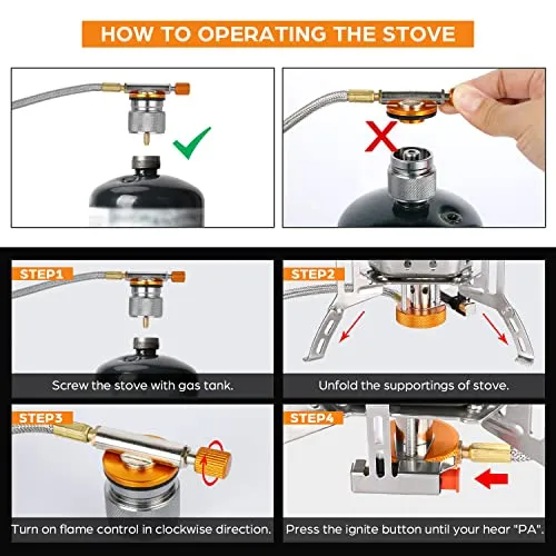 Windproof Camp Stove Camping Gas Stove with Fuel Canister Adapter