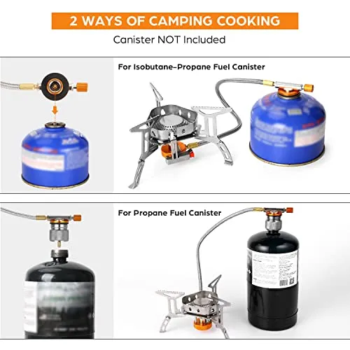 Windproof Camp Stove Camping Gas Stove with Fuel Canister Adapter