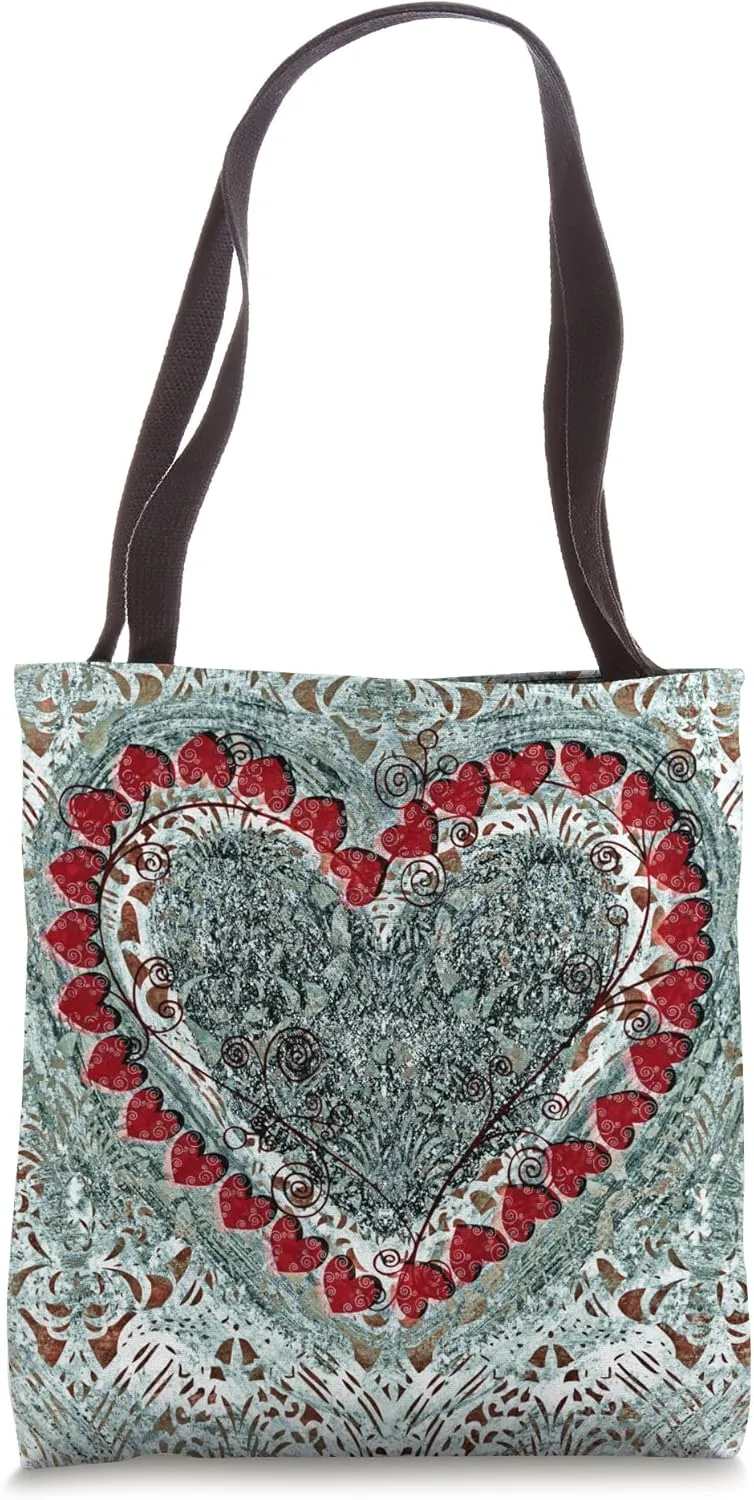 Winter Heart Vintage Shabby Tote Bag
