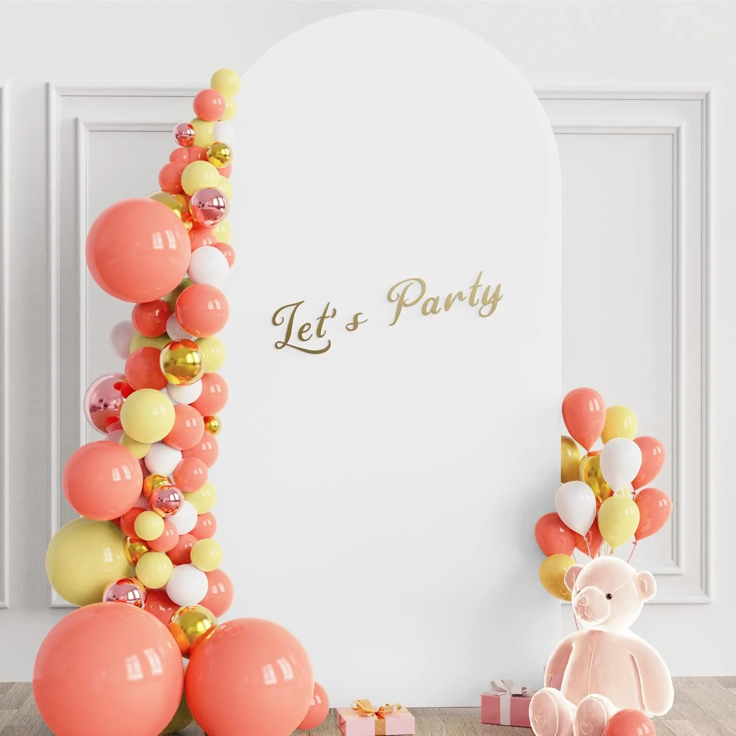 Wokceer 6.6 FT Wedding Backdrop Arch Stand and White Arch Cover, Metal Arch Stand with Arch Stand Cover for Birthday Party Wedding Ceremony Bridal Baby Shower Event Decor