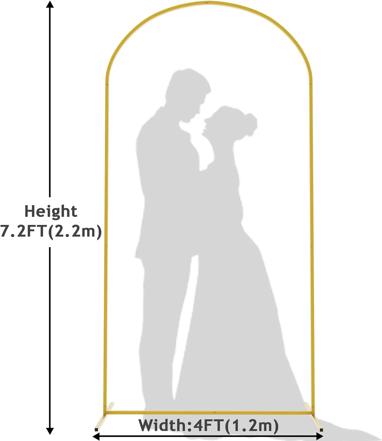 Wokceer 7.2 FT Wedding Arch Backdrop Stand, Square Arch Gold Metal Arch Backdrop Stand for Wedding Ceremony Birthday Party Bridal Baby Shower Photo Booth Garden Floral Balloon Arch Decoration