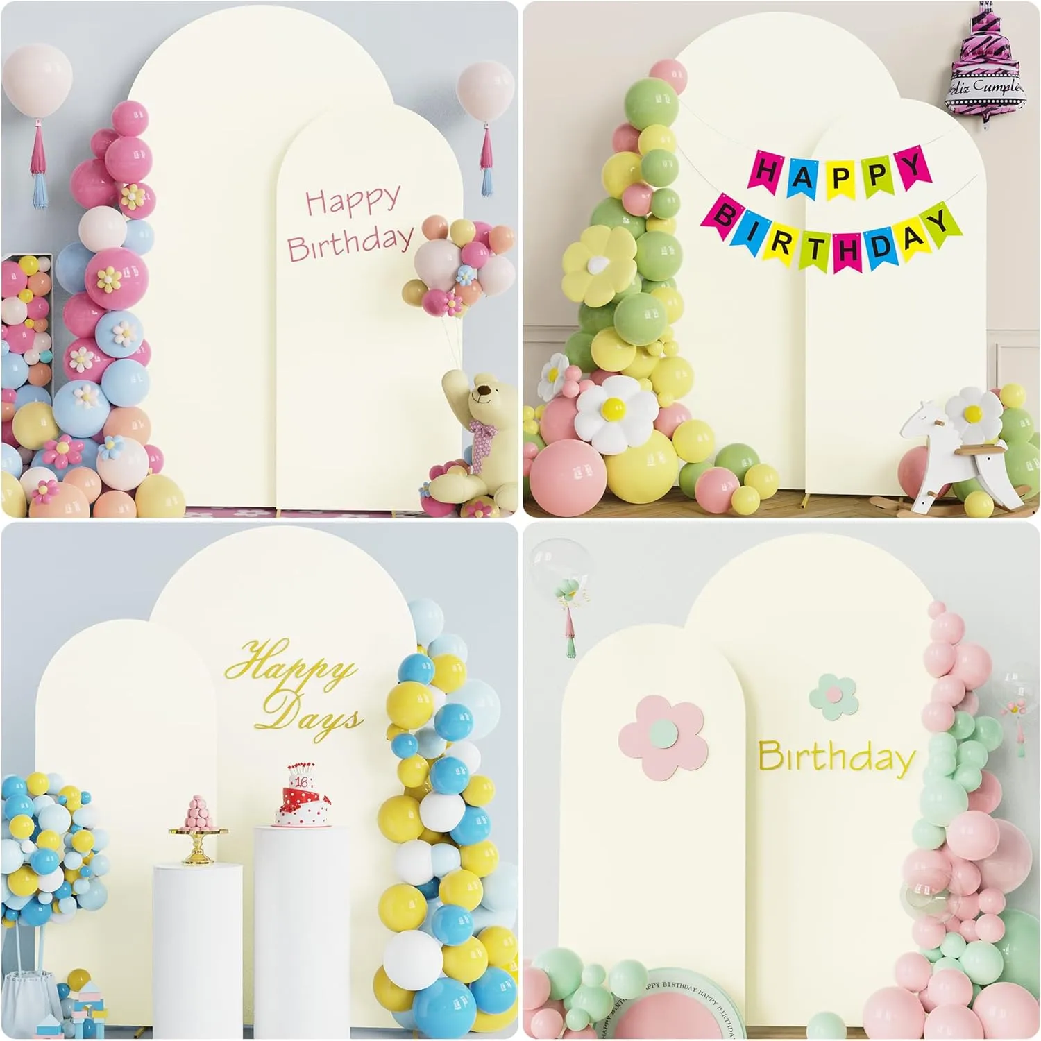 Wokceer Wedding Arch Stand 7.2FT, 6FT Spandex Fitted Arch Covers 2 Set Round Top Chiara Arch Backdrop Stands for Birthday Party Ceremony Banquet Decoration Ivory