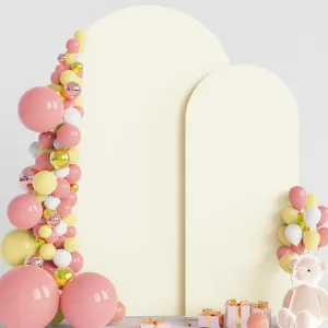 Wokceer Wedding Arch Stand 7.2FT, 6FT Spandex Fitted Arch Covers 2 Set Round Top Chiara Arch Backdrop Stands for Birthday Party Ceremony Banquet Decoration Ivory