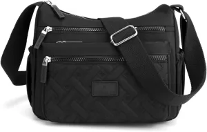 Women Crossbody Bag Multi-Pocket Nylon Waterproof Lightweight Casual Shoulder Handbag Purse Bookbag