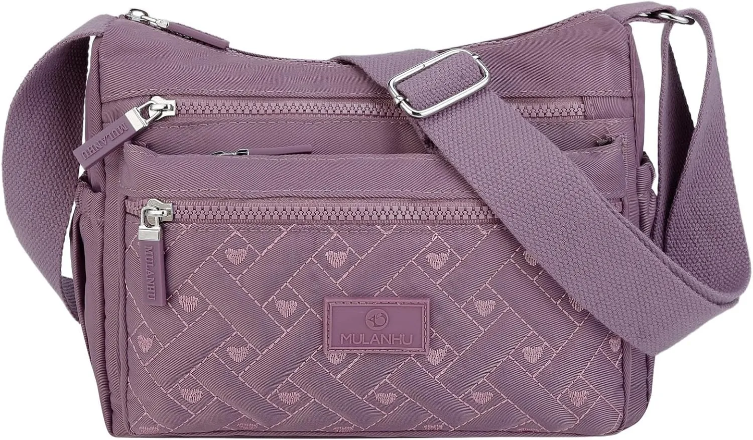 Women Crossbody Bag Multi-Pocket Nylon Waterproof Lightweight Casual Shoulder Handbag Purse Bookbag
