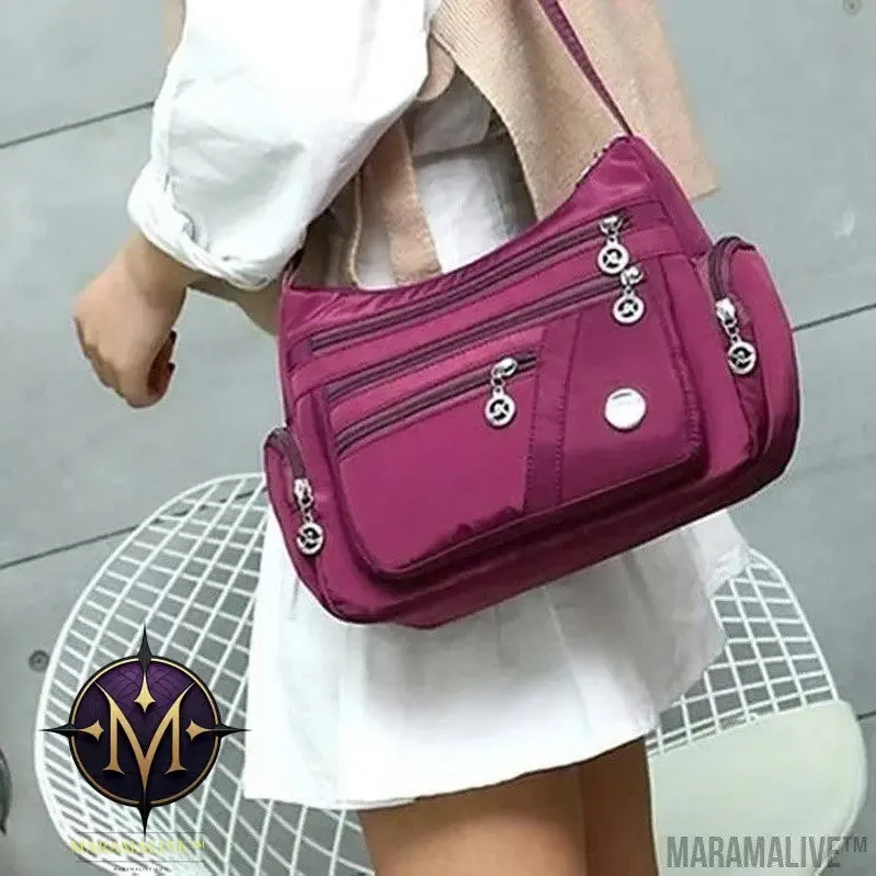 Women Shoulder Bag Multi-pocket Design Waterproof Casual High Capacity Crossbody Bag