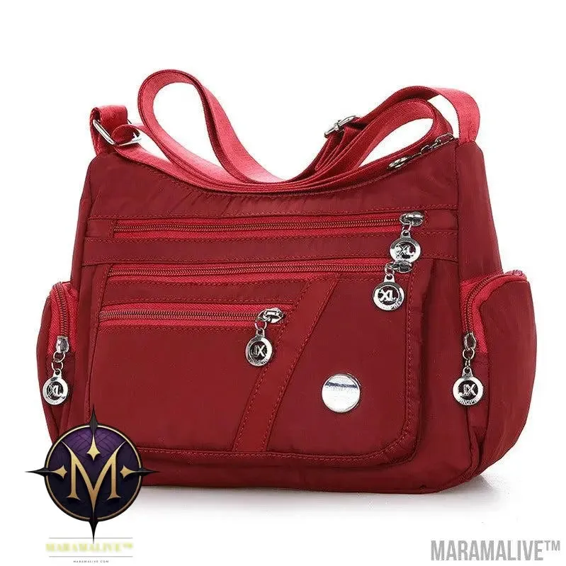 Women Shoulder Bag Multi-pocket Design Waterproof Casual High Capacity Crossbody Bag
