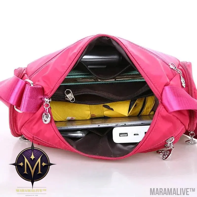Women Shoulder Bag Multi-pocket Design Waterproof Casual High Capacity Crossbody Bag