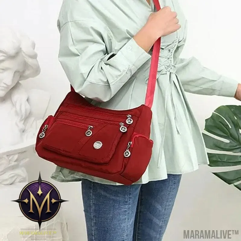 Women Shoulder Bag Multi-pocket Design Waterproof Casual High Capacity Crossbody Bag