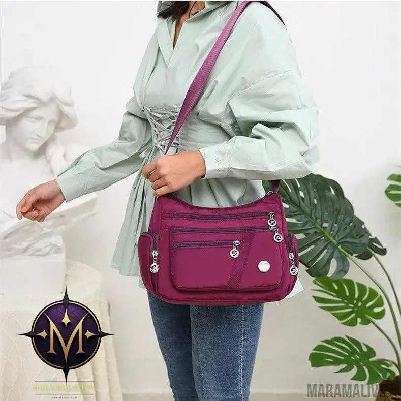 Women Shoulder Bag Multi-pocket Design Waterproof Casual High Capacity Crossbody Bag