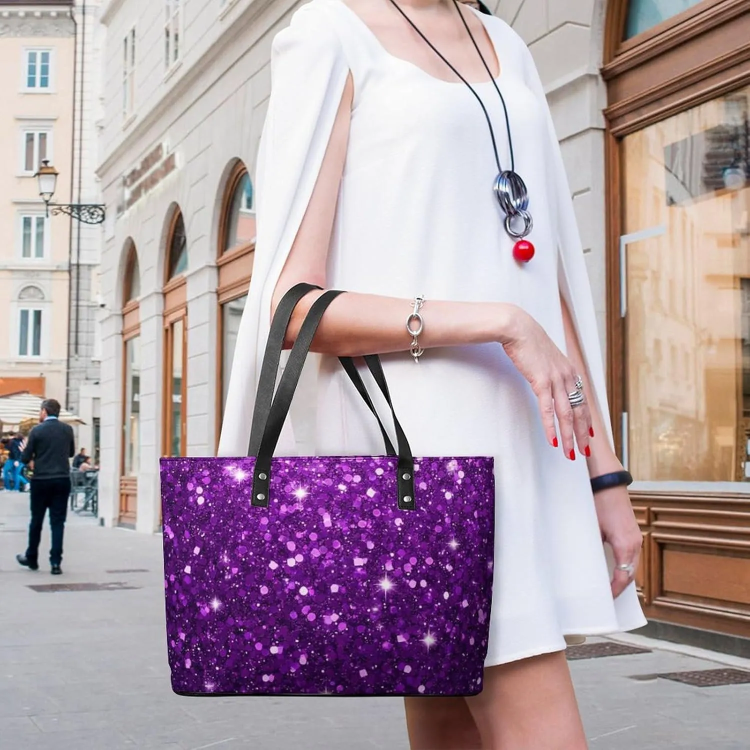 Women's Elegant Leather Handbag Unisex Leather Tote Bag Lightweight Handbag
