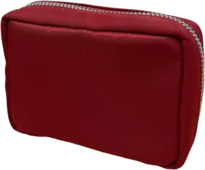 Womens Makeup Bag Wristband Bag Nylon Pouch Lightweight Ideal For Travel And Everyday Use (Nylon/Burgundy Red)