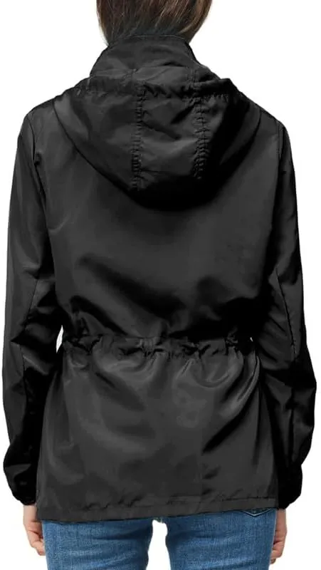 Women's Rain Jacket Waterproof with Hood Lightweight Packable Raincoat for Hiking Travel Outdoor Windbreaker with Pockets