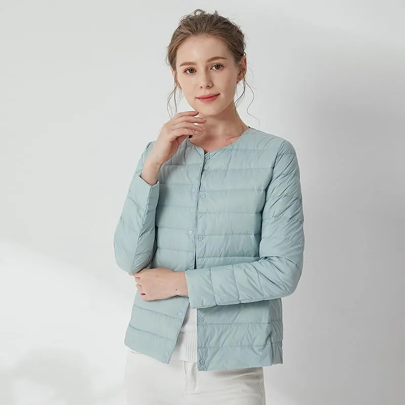 Women's Slim Fit Portable Down Jackets 90% Duck Down Crewneck Lightweight Down Jackets