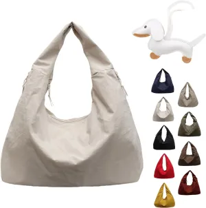Women's Solid Color Textured Draped Tote Bag,Lightweight Nylon Bag,All-Matching Underarm Pack Bag
