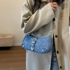 Women‘s Y2k Vintage Crescent Butterfly Bag Underarm Bag Zipper Shoulder Purse Casual Soft Lightweight Bag