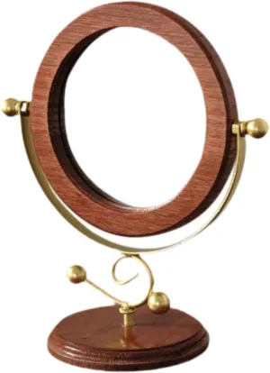 Wood Makeup Mirror Desktop Ornament Portable Elegant Rotating Dressing Mirror,Vanity Mirrors for Dressing Table,Bedroom Dorm, Gold