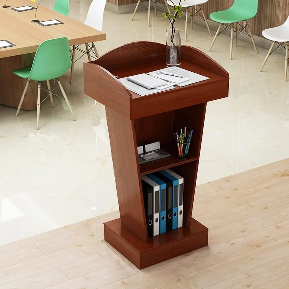 Wooden Podium, Steady Floor Standing Speaking Lectern Stand, Portable Podium Stand Reception Desk, Wood Lecture Podium Pulpit for Churches Classrooms Speeches