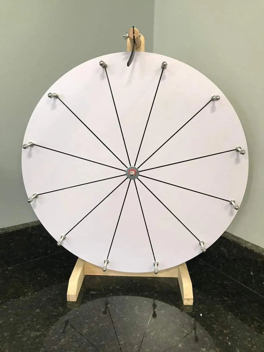 WOODWELL 20-Inch DIY Dry Erase Spin Wheel, 12 Slots with Wood Design for Desktop Kids Carnival Prize Wheel Game and DIY Editable Spin Wheel Design Markers and Eraser Included