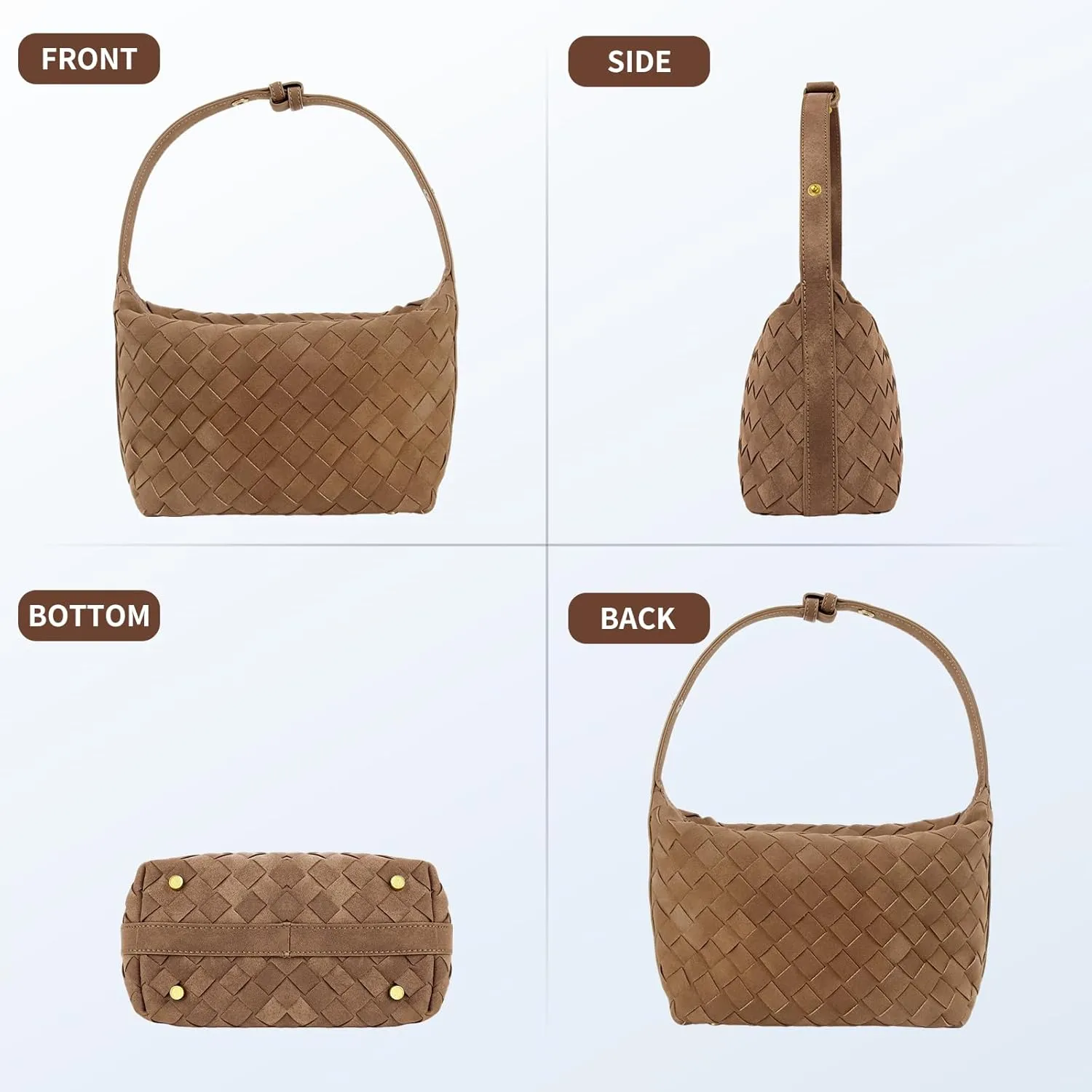 Woven Bag,Woven Leather Handbags,Suede Bags for Women,Retro Textured Waterproof and Wear-resistant Handbag