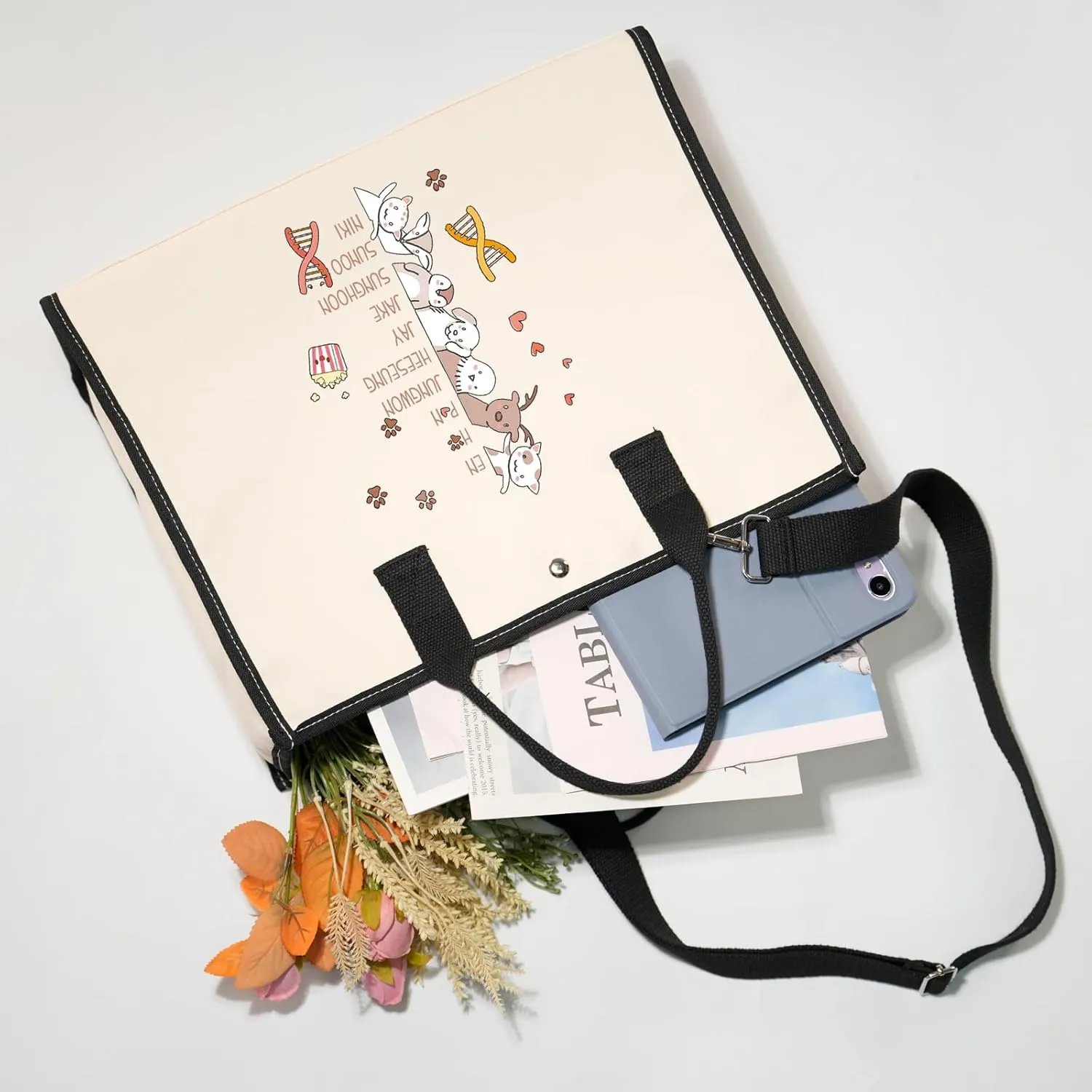 WSNANG Korea Group ENHA Gifts New Album Canvas Tote Bag Gift for Kpop Fan K-POP Lovers Tote Bag Gift K-POP Music Merch