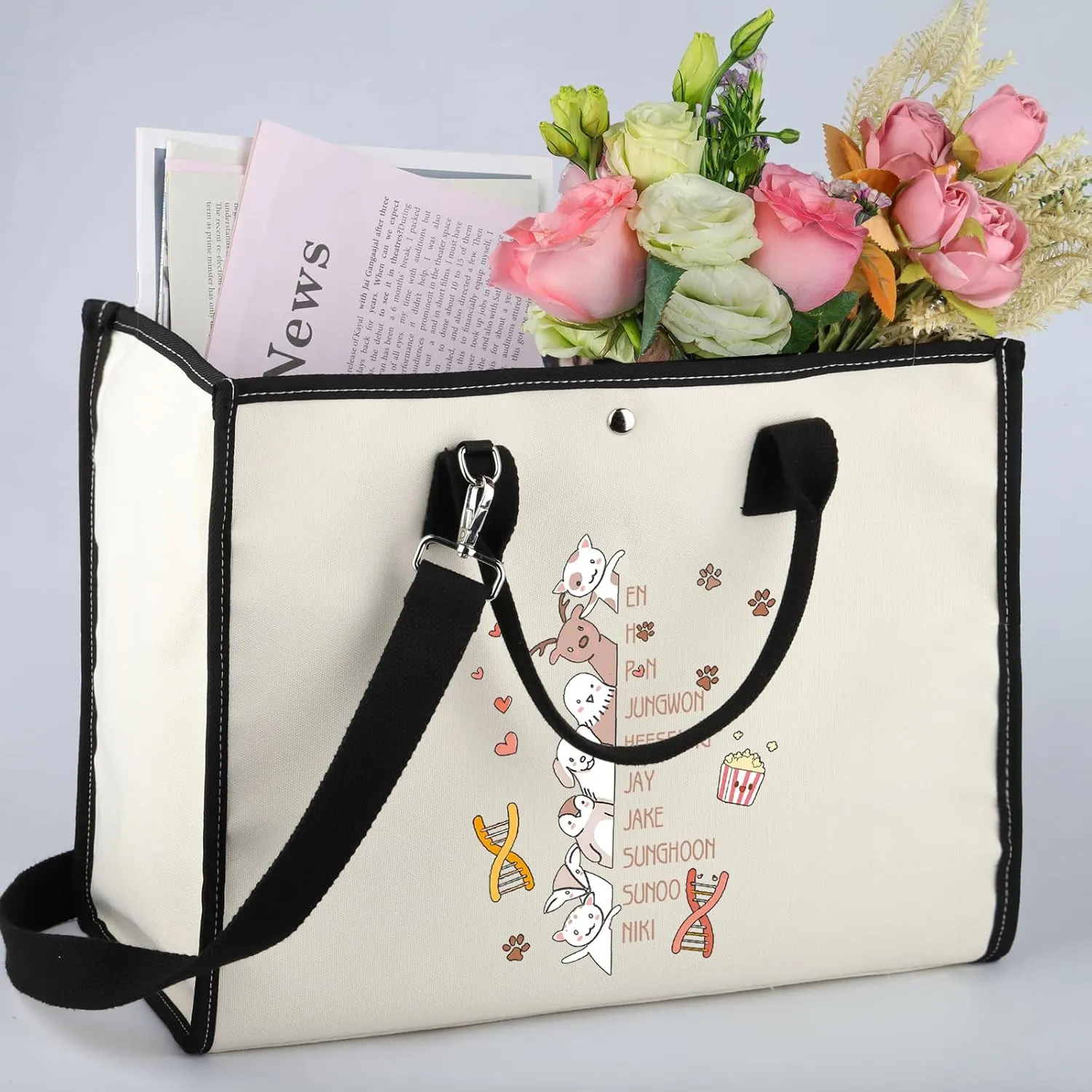 WSNANG Korea Group ENHA Gifts New Album Canvas Tote Bag Gift for Kpop Fan K-POP Lovers Tote Bag Gift K-POP Music Merch