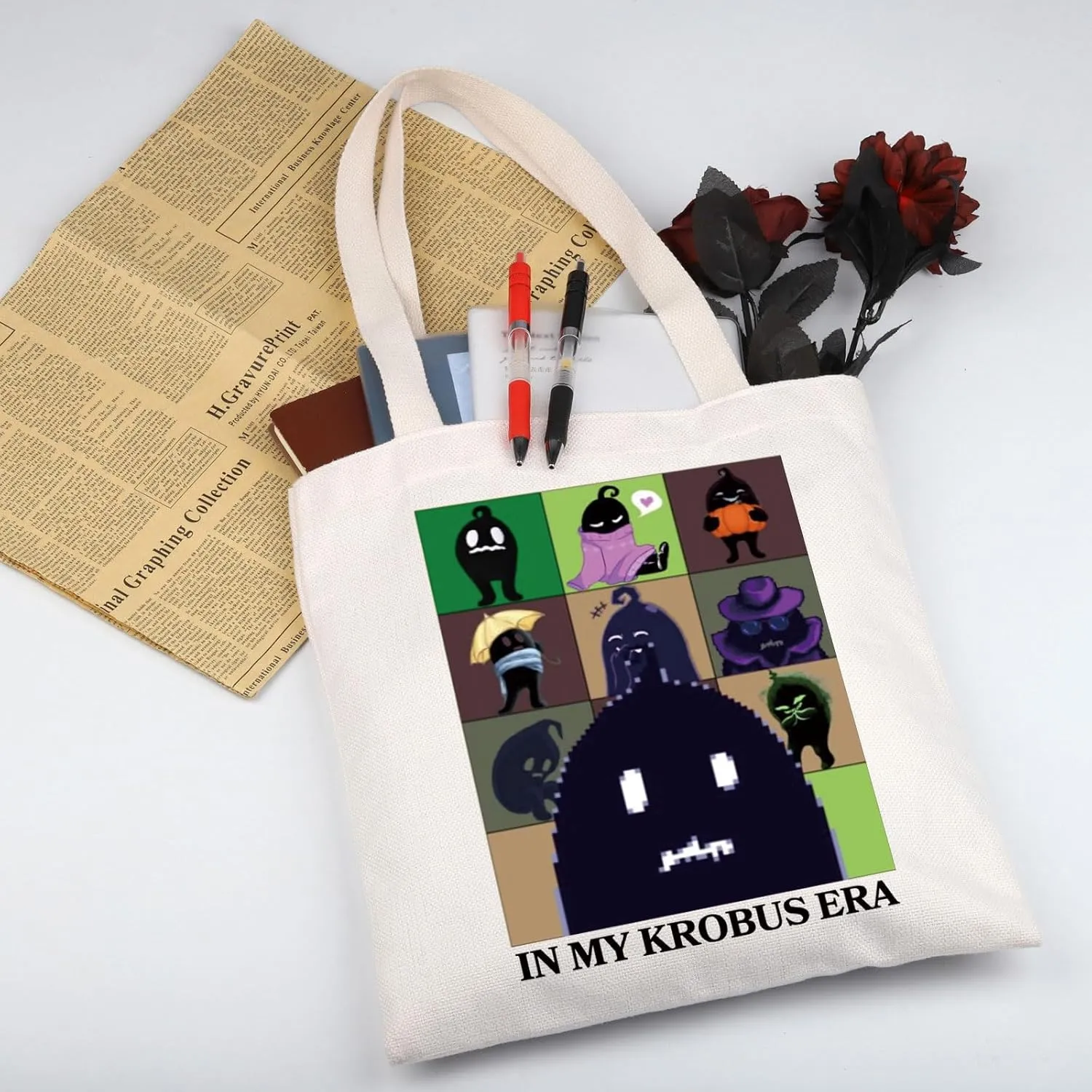 WSNANG Valley Game Shoulder Bag In My Krobus Era Tote Bag Farming Video Game Lover Shopping Bag Pixel Game Gift