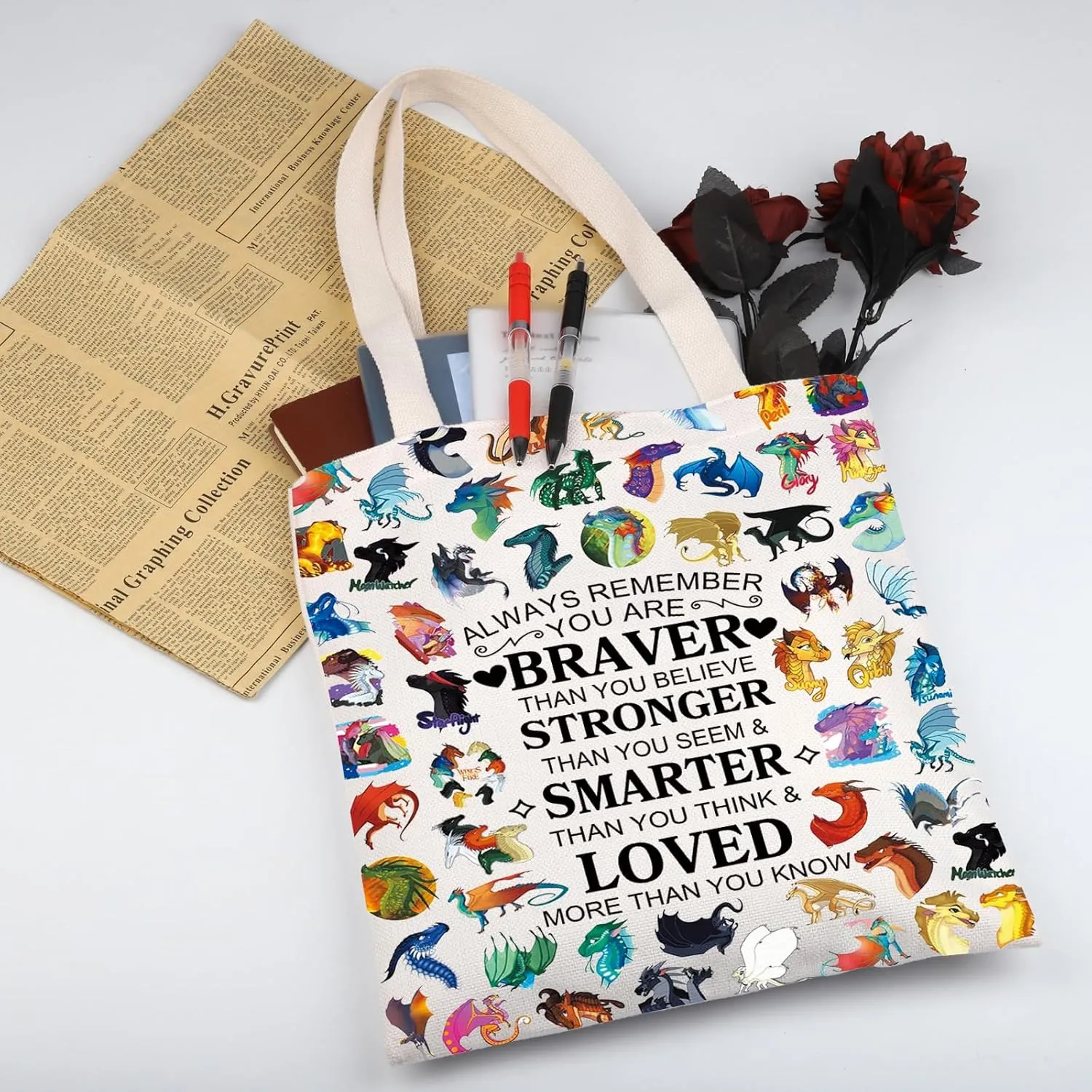 WSNANG Wings Dragon Darkstalker Tote Bag Dragon Tribes Novel Inspired Gift Dragon Tribes Shoulder Bag Dragon Merchandise