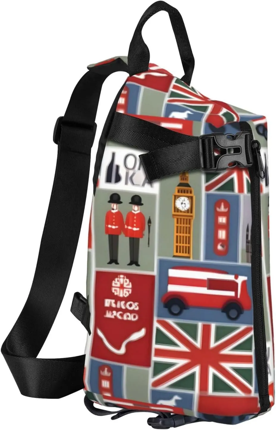 WURTON England Symbols Print Crossbody Backpack Cross Pack Lightweight Sling Bag Travel, Hiking