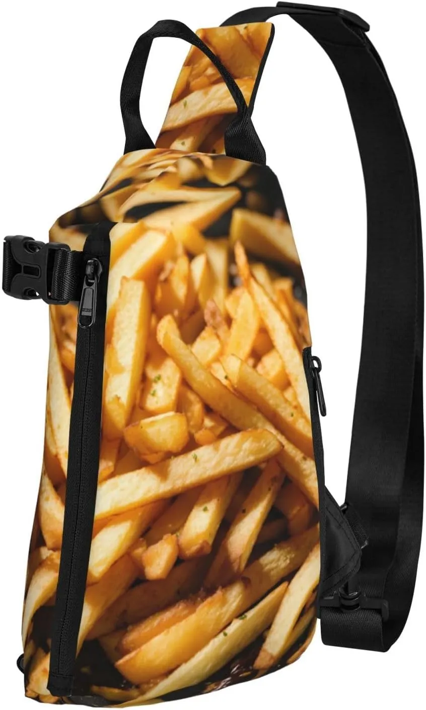WURTON Fast Food Print Crossbody Backpack Cross Pack Lightweight Sling Bag Travel, Hiking