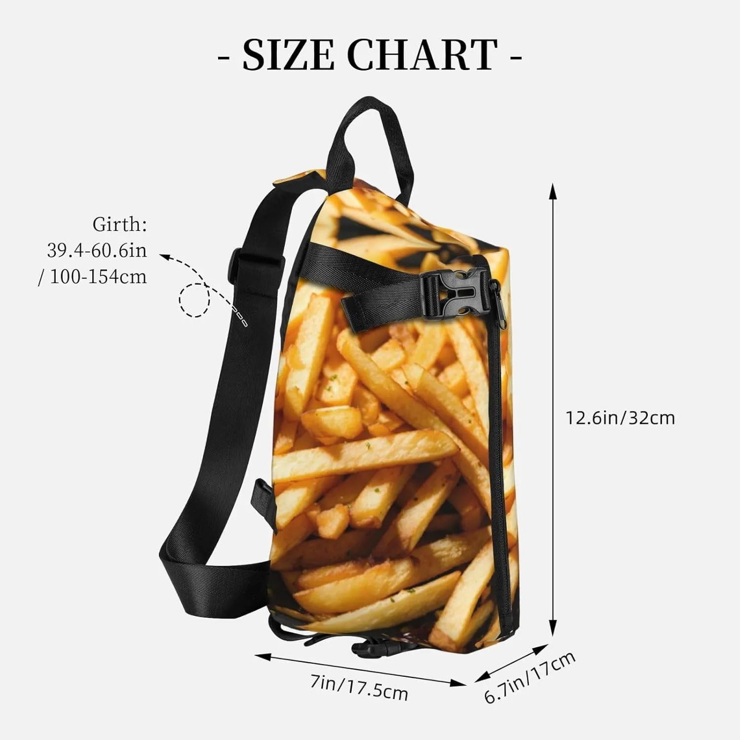 WURTON Fast Food Print Crossbody Backpack Cross Pack Lightweight Sling Bag Travel, Hiking